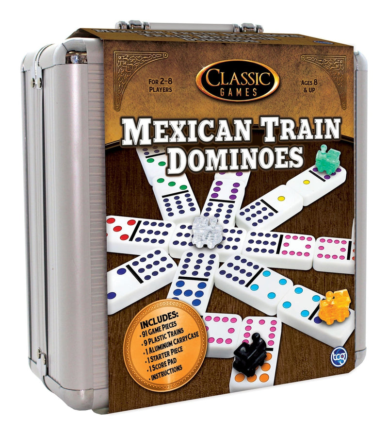 Classic Games Mexican Train Dominos Game Set In Aluminum Carrying Case, Ages 8+ S6F8