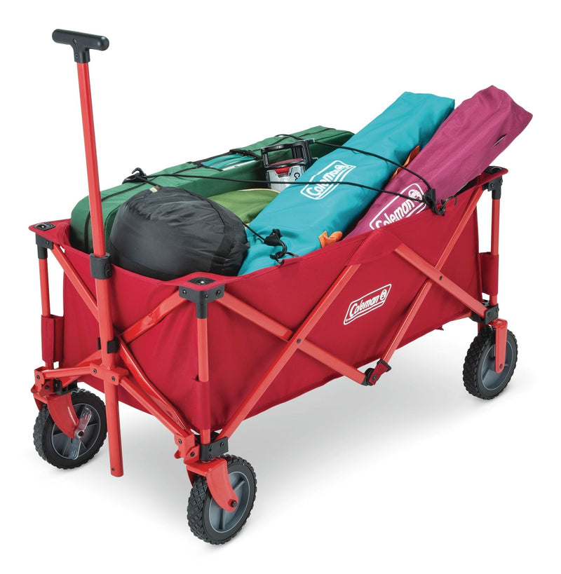 Outdoor Collapsible Folding Utility Wagon with Brake & Carry Bag, Red, 220-lb (100-kg) Capacity I7W7
