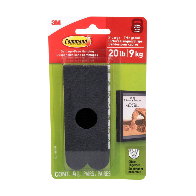 20-lb Black Picture Hanging Strips, 17217BLK-EF | 4 Pairs, X-Large Strips I5C6