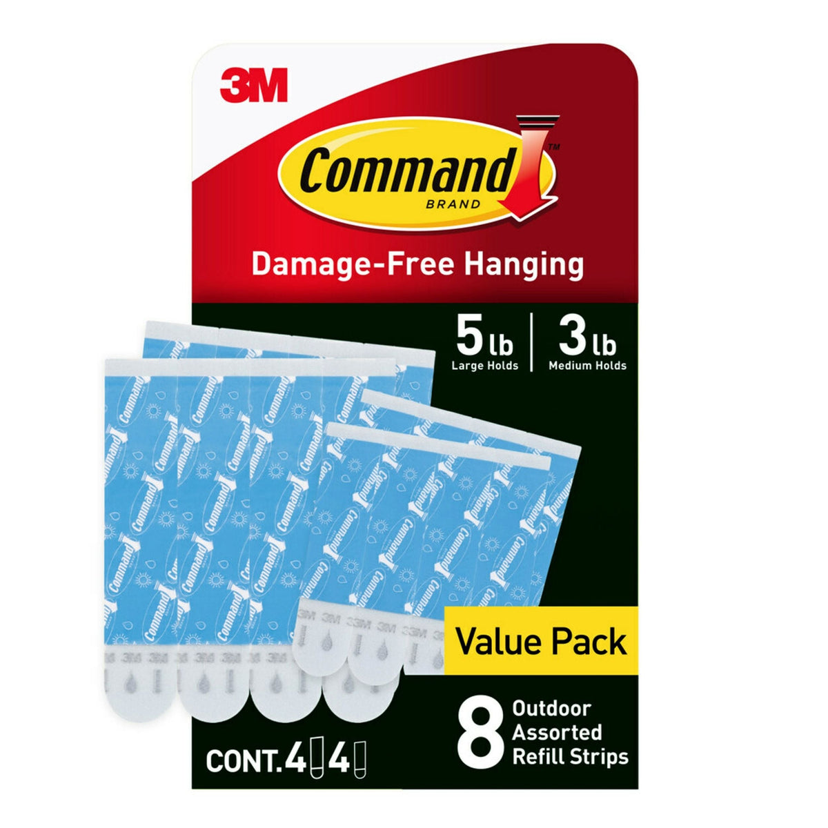 8-Piece 5-lb Medium and Large White All Weather Outdoor & Bath Damage Free Hanging Strips F0Q7 - product image 1