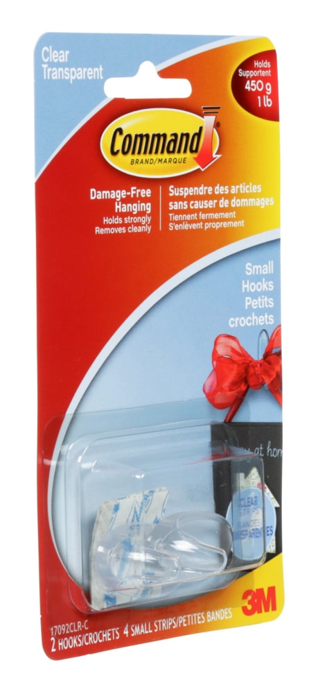 Clear Hook and Strips, Damage Free Hanging, 1-lb Capacity E2S6