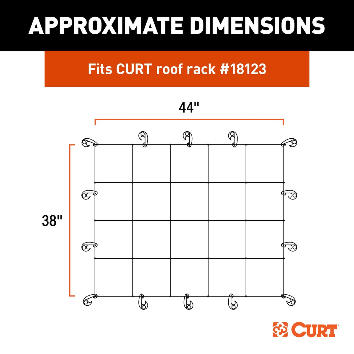 18218 Elastic Cargo Net with Hooks for Roof Basket, 44 x 36-in O1U4 - product image 8