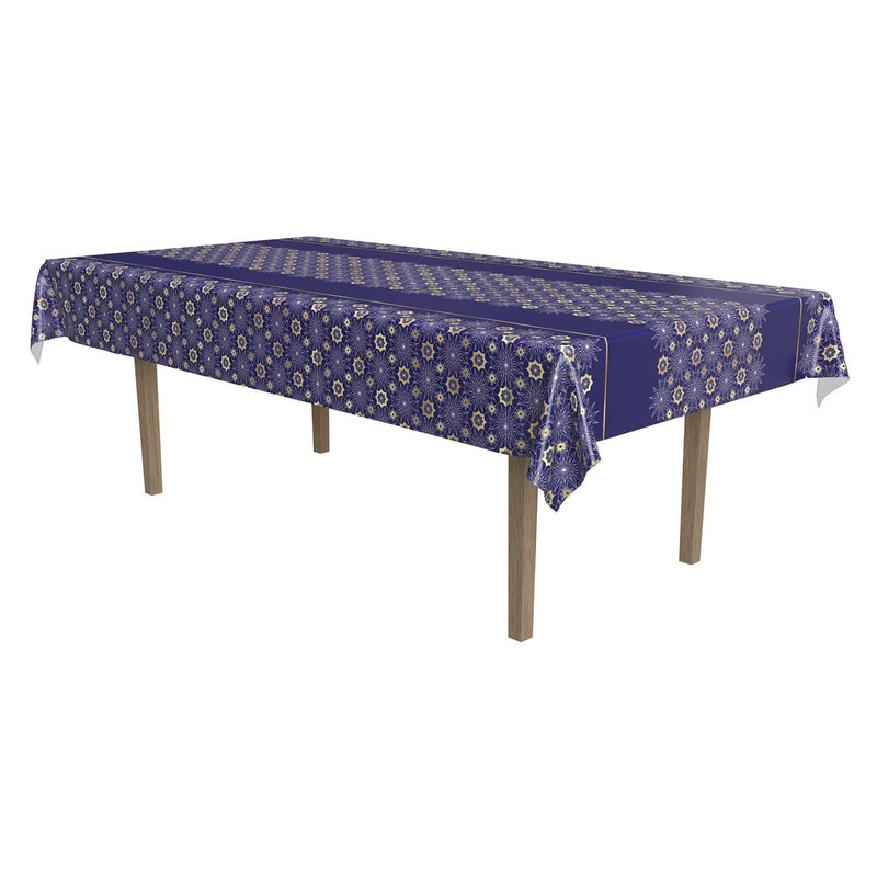 Ramadan Rectangle Plastic Reusable Table Cover, Navy Blue/Gold, 54 x 108-in, for Religious Party/ Mubarak/Ramadan W0T6