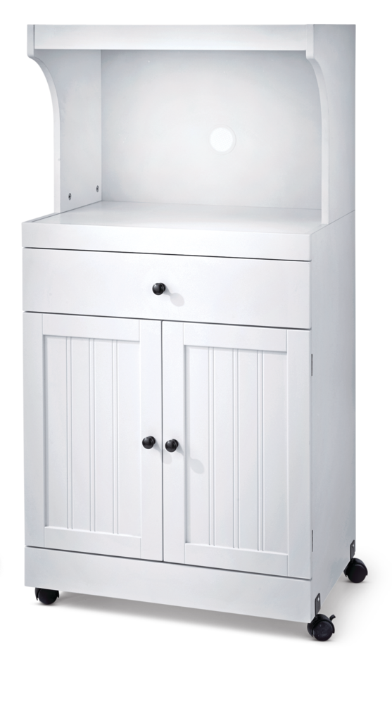 2-Door 1-Drawer Microwave Cart/Stand Kitchen Storage Cabinet With Wheels, White S8T2 - product image 1