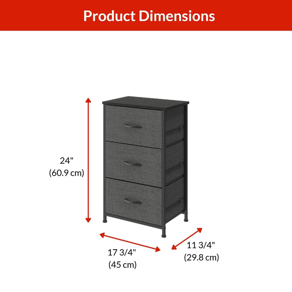 Fabric 3-Drawer Storage Organizer, Grey V0V7