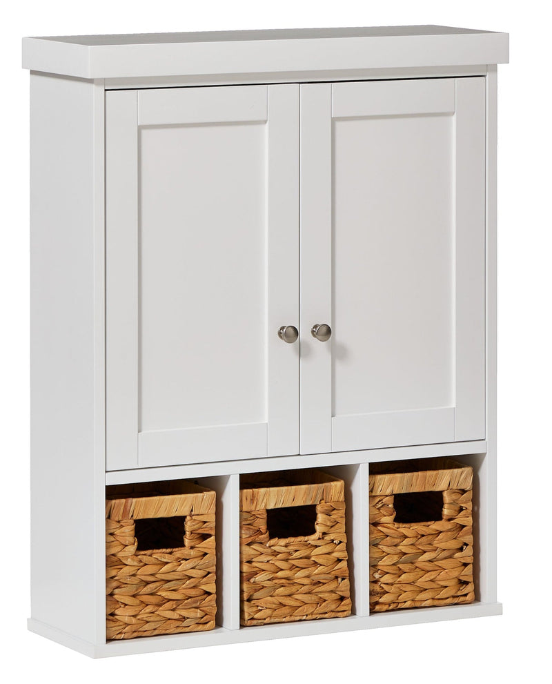Wall Mount Cabinet With Baskets, White N7Q2