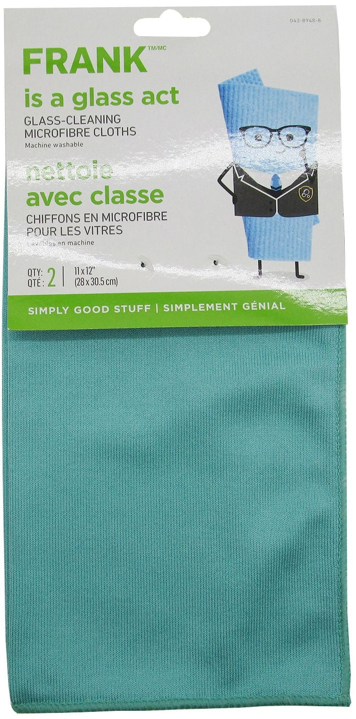 Glass Cleaning Machine Washable Microfibre Cloths, Blue, 2-pk X0D3