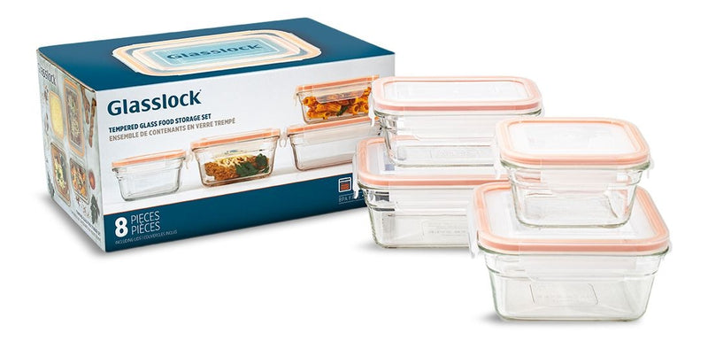 Glass Food Storage Container Set with Leakproof Lids, 4 Count A4O5