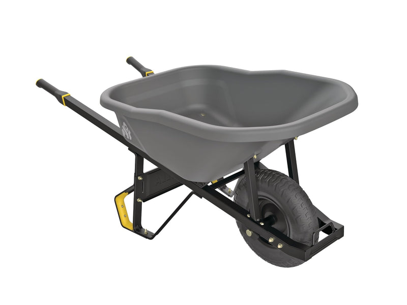 Pro Grade Heavy Duty Poly Tub Wheelbarrow, Poly/Plastic Tray, 6-cu-ft H8D4