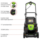 60V 17-in Push Lawn Mower with 4.0 Ah Battery & 3A Charger Q0A8 - product image 6