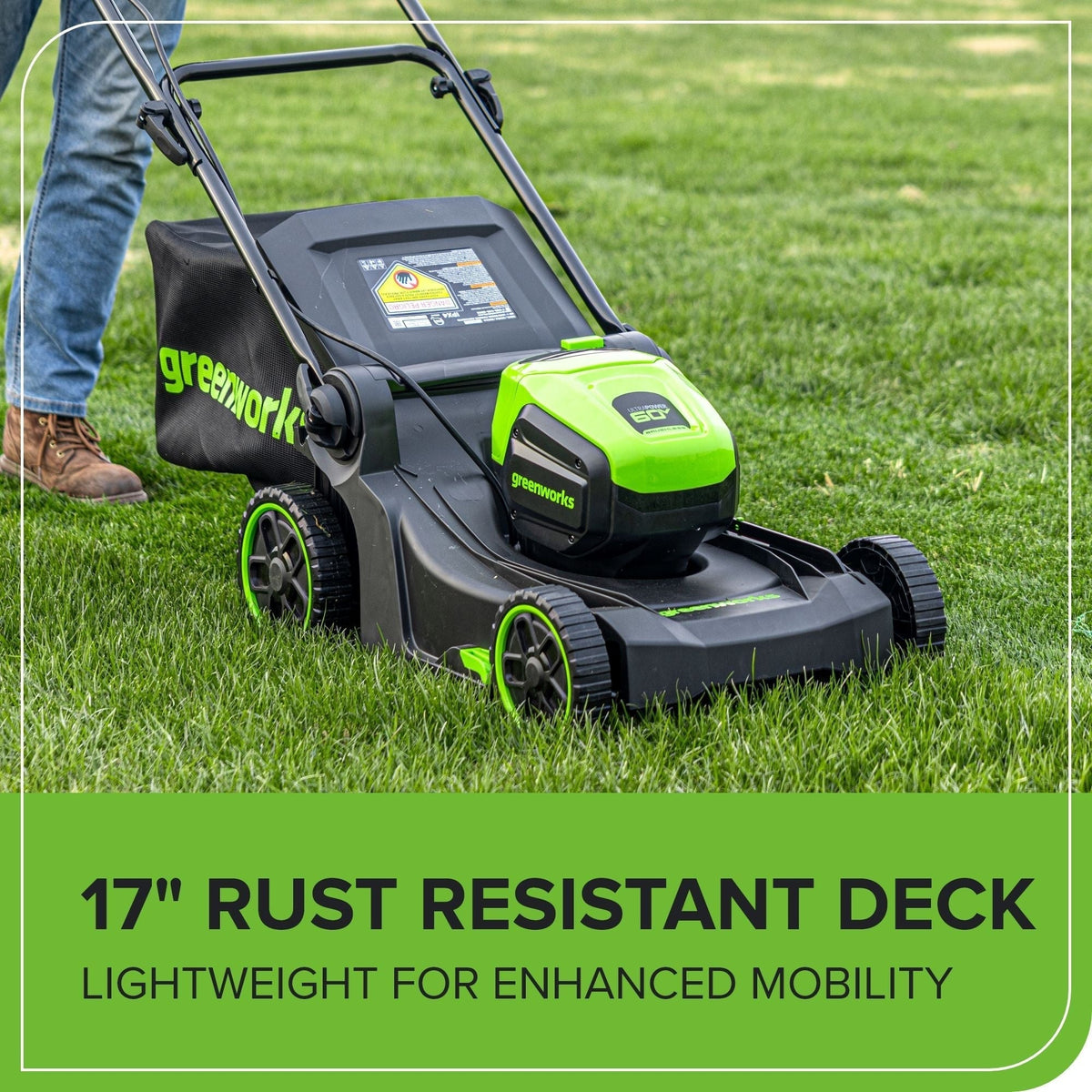 60V 17-in Push Lawn Mower with 4.0 Ah Battery & 3A Charger Q0A8 - product image 8