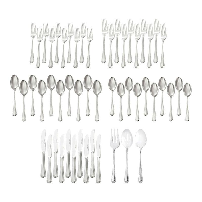 Metrona Flatware Set, Serves 10, 53-pc, Dishwasher Safe U0L0