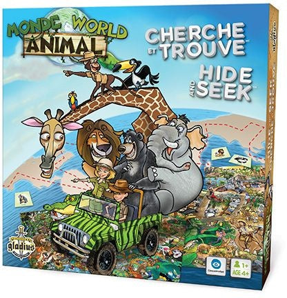 and Seek Animal World Family Board Game, Bilingual, Ages 4+ V3G8