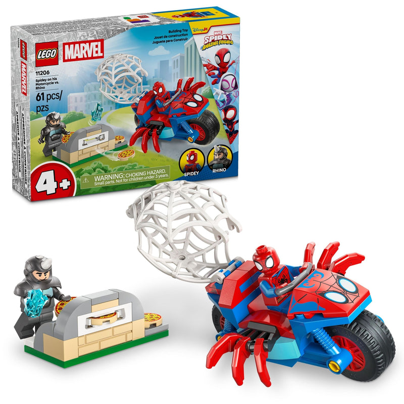 LEGO Spidey And His Amazing Friends Spidey on his Motorcycle vs. Rhino - 11206, 61-pcs, Ages 4+ L8B2