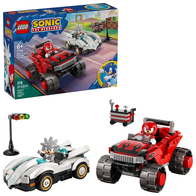 Sonic The Hedgehog Silver’s Car vs. Knuckles’ Monster Truck - 77118, 378-pcs, Ages 8+ Z6V8