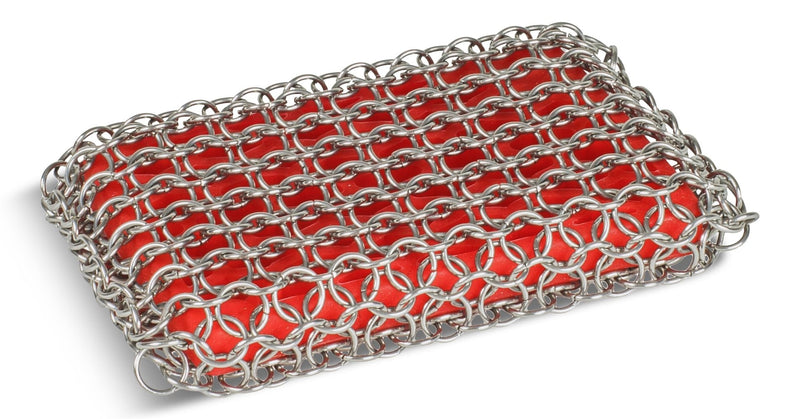 Dishwasher-Safe Cast Iron Scrubbing Pad, Red Q8G4