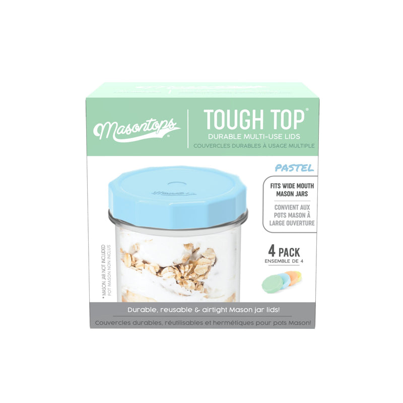 Tough Tops Durable Plastic Lids, Wide-Mouth, Assorted, 4-pk S9L5