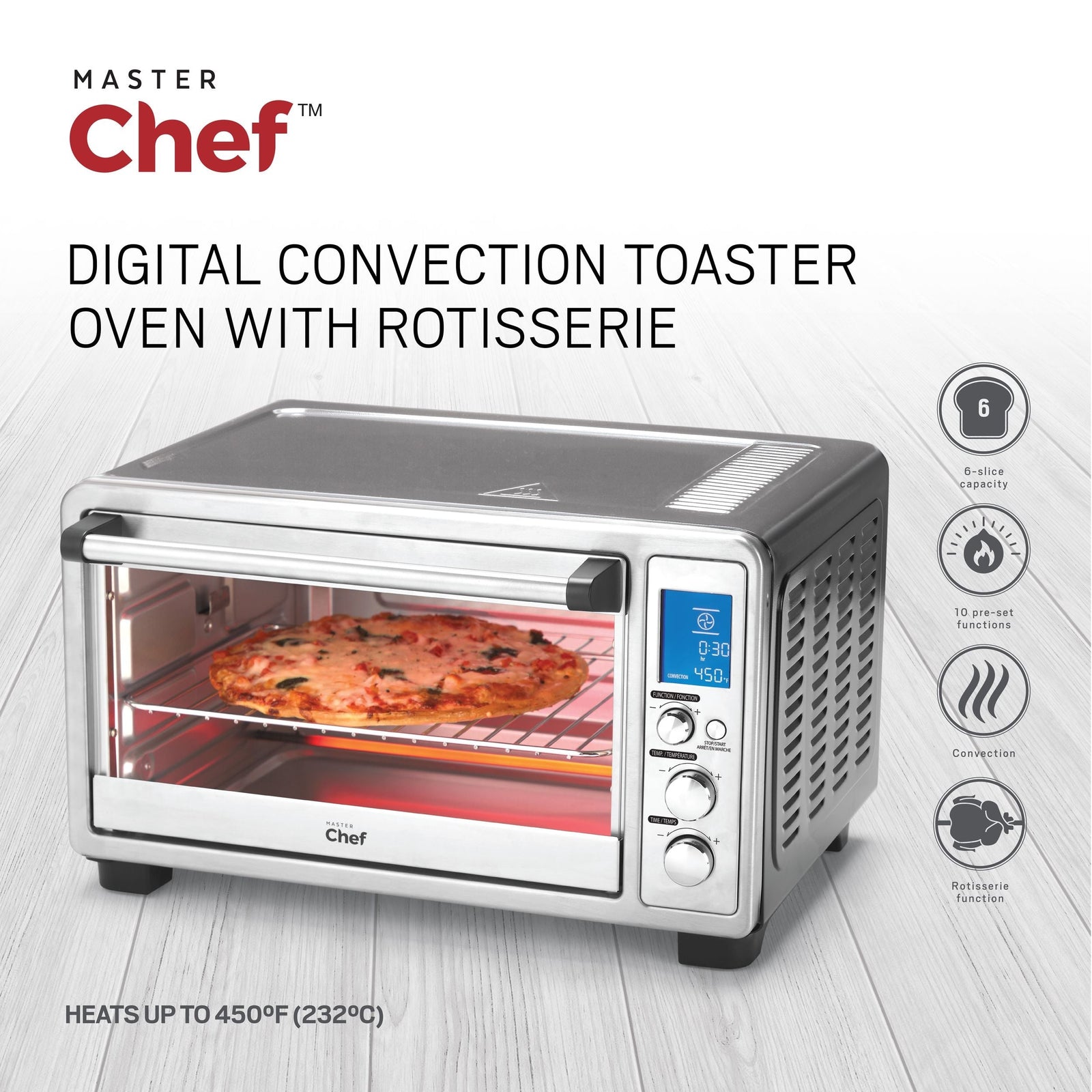 Digital Convection Toaster Oven with 10 Functions, Stainless Steel, 6-Slices L5S6 - product image 4