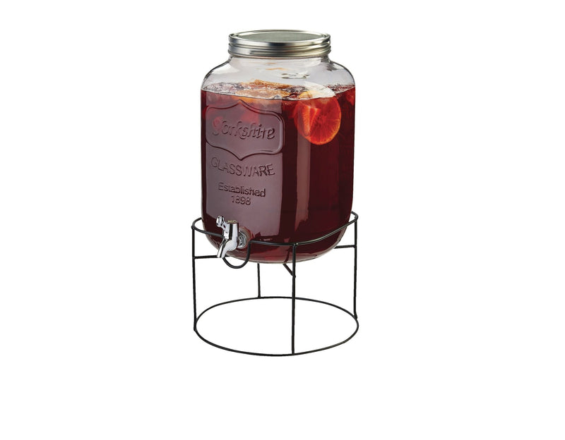 Mason Glass Jar Reusable Dispenser, 8L, Clear, with Stand, Clear, 8-L L8P8