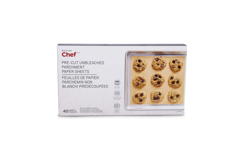 Non-Bleached Pre-Cut Parchment Paper, 27-cm x 30-cm, 40-pk S0I9