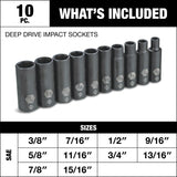 1/2-in Drive Deep Impact Socket Set, SAE, 10-pc P2W4 - product image 4
