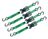 1,500-lb Carbon Ratchet Tie Downs, Weatherproof, 1-in x 14-ft, 4-pk, Green Q1X7 - product image 2