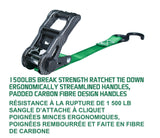 1,500-lb Carbon Ratchet Tie Downs, Weatherproof, 1-in x 14-ft, 4-pk, Green Q1X7 - product image 4