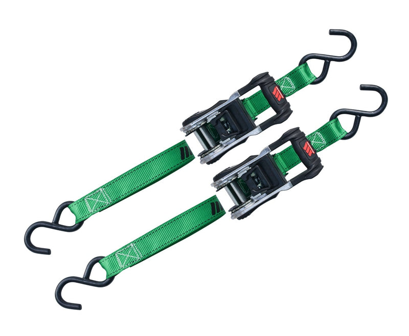 1,500-lb Ratchet Tie Down Straps, with Padded Handle, 1-in x 10-ft, 2-pk O8O1