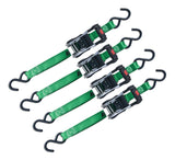 1,500-lb Ratchet Tie Down, with Padded D-Handle, 1-in x 14-ft, 4-pk, Green I1I1 - product image 1