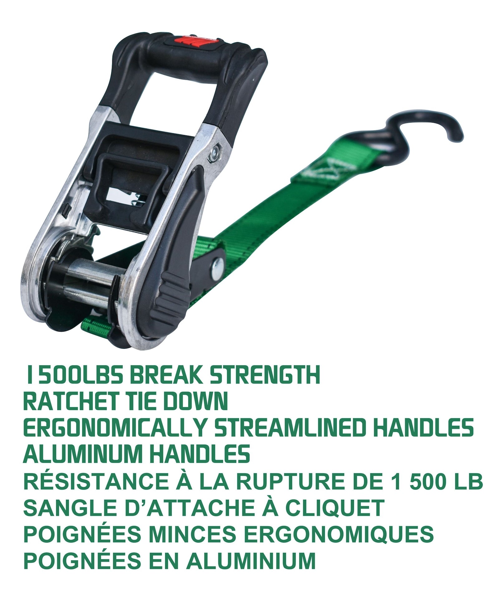 1,500-lb Ratchet Tie Down, with Padded D-Handle, 1-in x 14-ft, 4-pk, Green I1I1 - product image 5