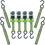 1,500-lb Reflective Ratchet Tie Down Strap, with Padded D-Handle, 1-in x 12-ft, 4-pk, Green C0N4 - product image 1