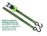 1,500-lb Reflective Ratchet Tie Down Strap, with Padded D-Handle, 1-in x 12-ft, 4-pk, Green C0N4 - product image 4