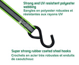 1,500-lb Reflective Ratchet Tie Down Strap, with Padded D-Handle, 1-in x 12-ft, 4-pk, Green C0N4 - product image 6