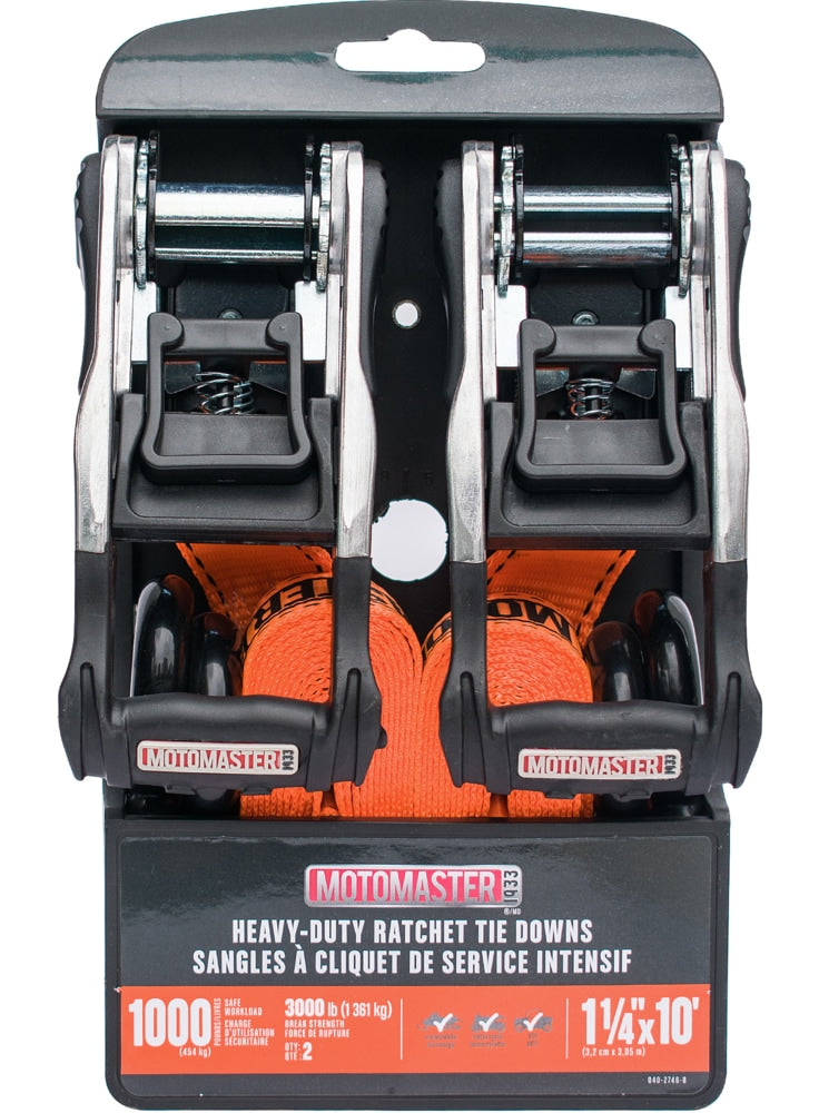 3,000-lb Heavy-Duty Ratchet Tie Down Straps, with Power Grip Padded Handles, 1.25-in x 10-ft, 2-pk Z7Z4 - product image 2