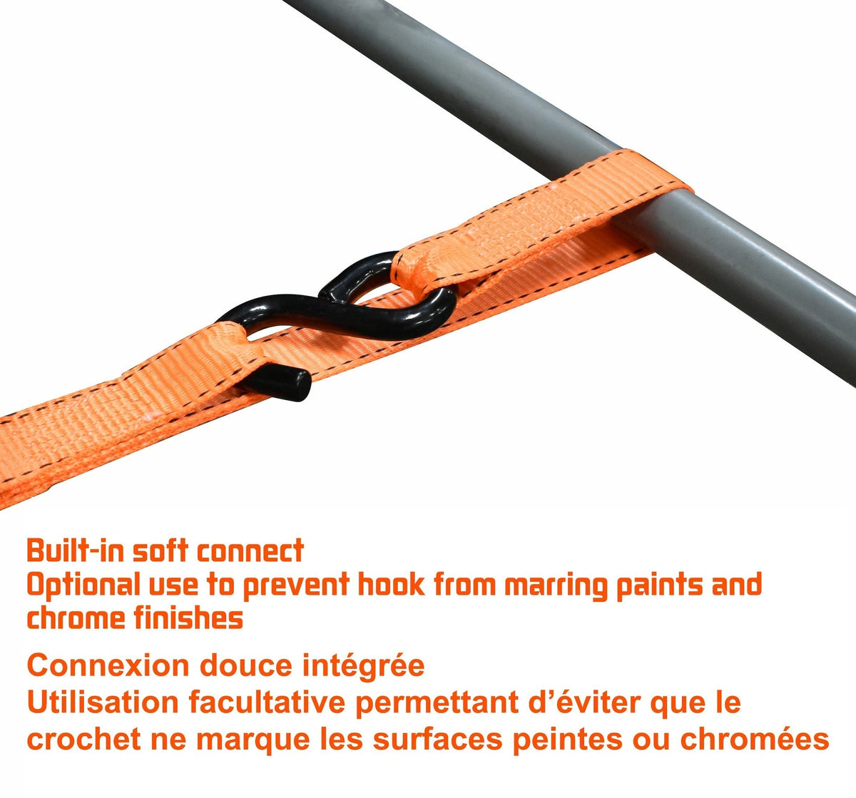 3,000-lb Heavy-Duty Ratchet Tie Down Straps, with Power Grip Padded Handles, 1.25-in x 10-ft, 2-pk Z7Z4 - product image 4