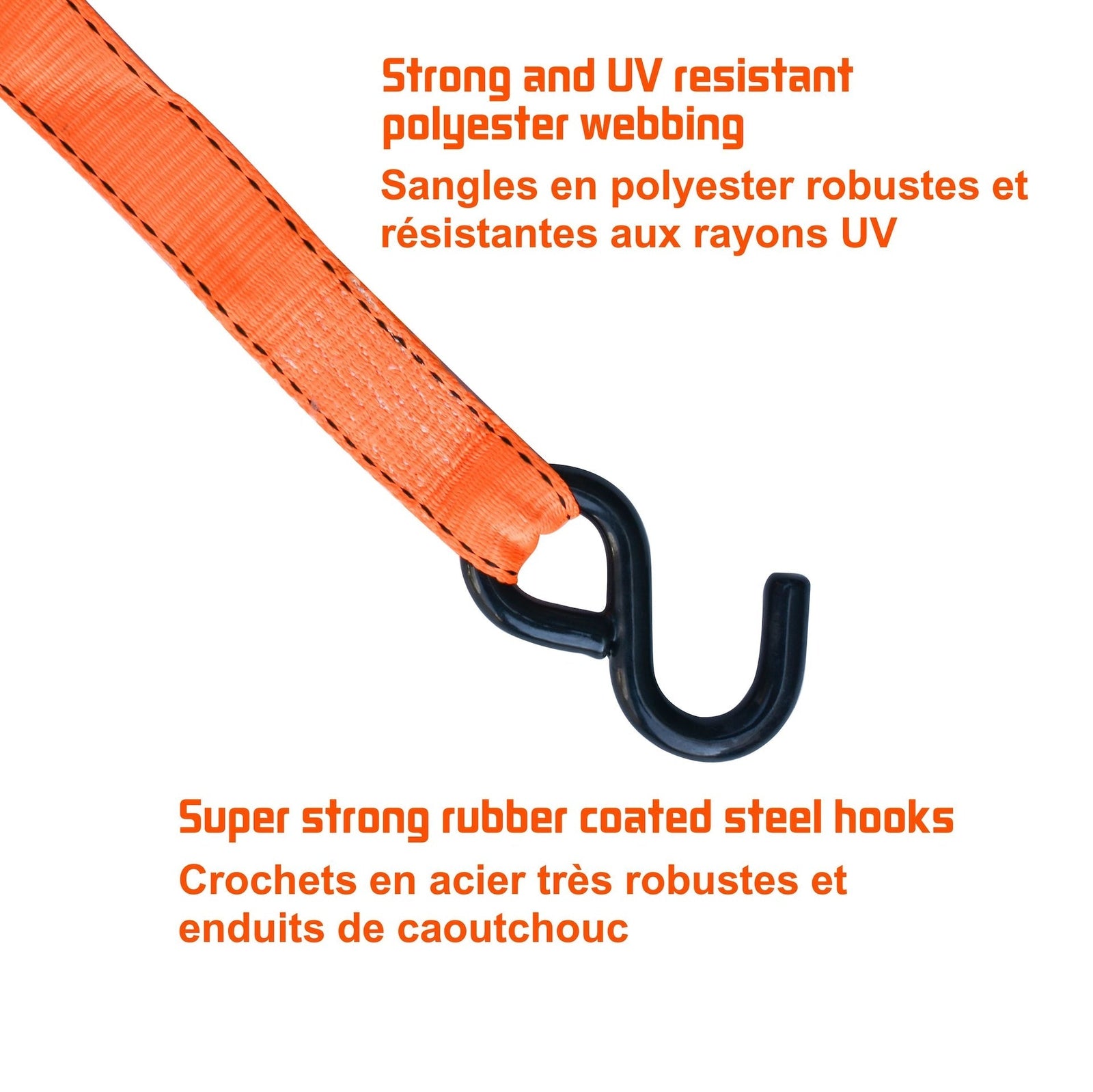 3,000-lb Heavy-Duty Ratchet Tie Down Straps, with Power Grip Padded Handles, 1.25-in x 10-ft, 2-pk Z7Z4 - product image 5