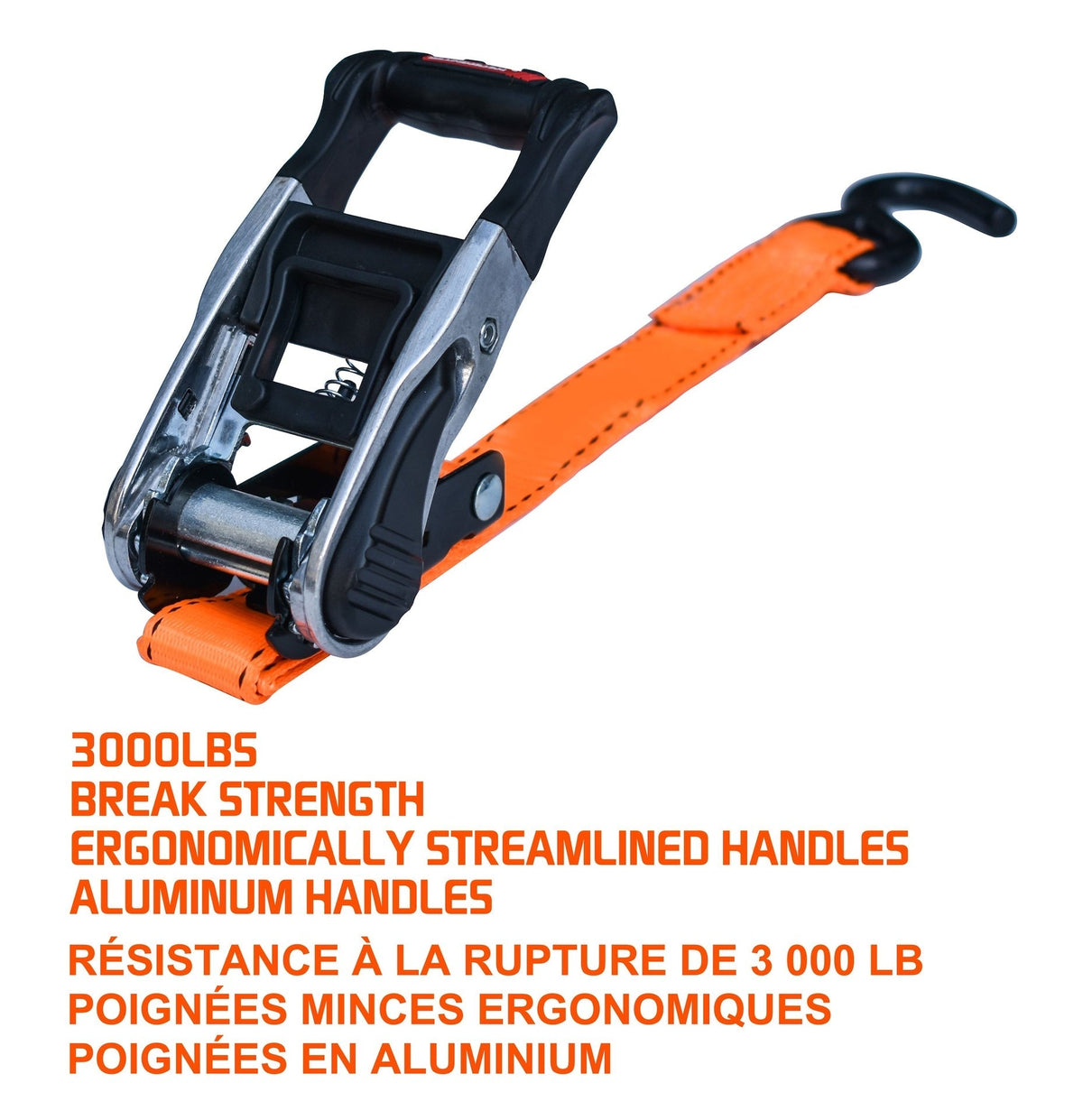 3,000-lb Heavy-Duty Ratchet Tie Down Straps, with Power Grip Padded Handles, 1.25-in x 10-ft, 2-pk Z7Z4 - product image 6