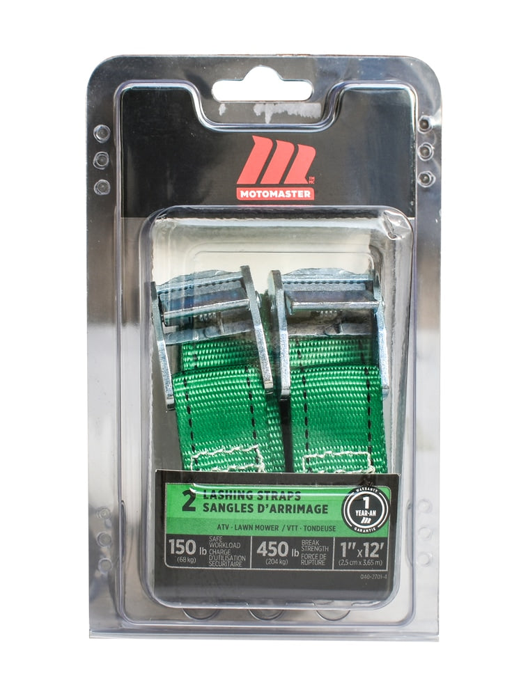 450-lb Light Duty Lashing Straps with Cam Buckle Clasps, Weatherproof, 1-in x 12-ft, 2-pk B0K9 - product image 2