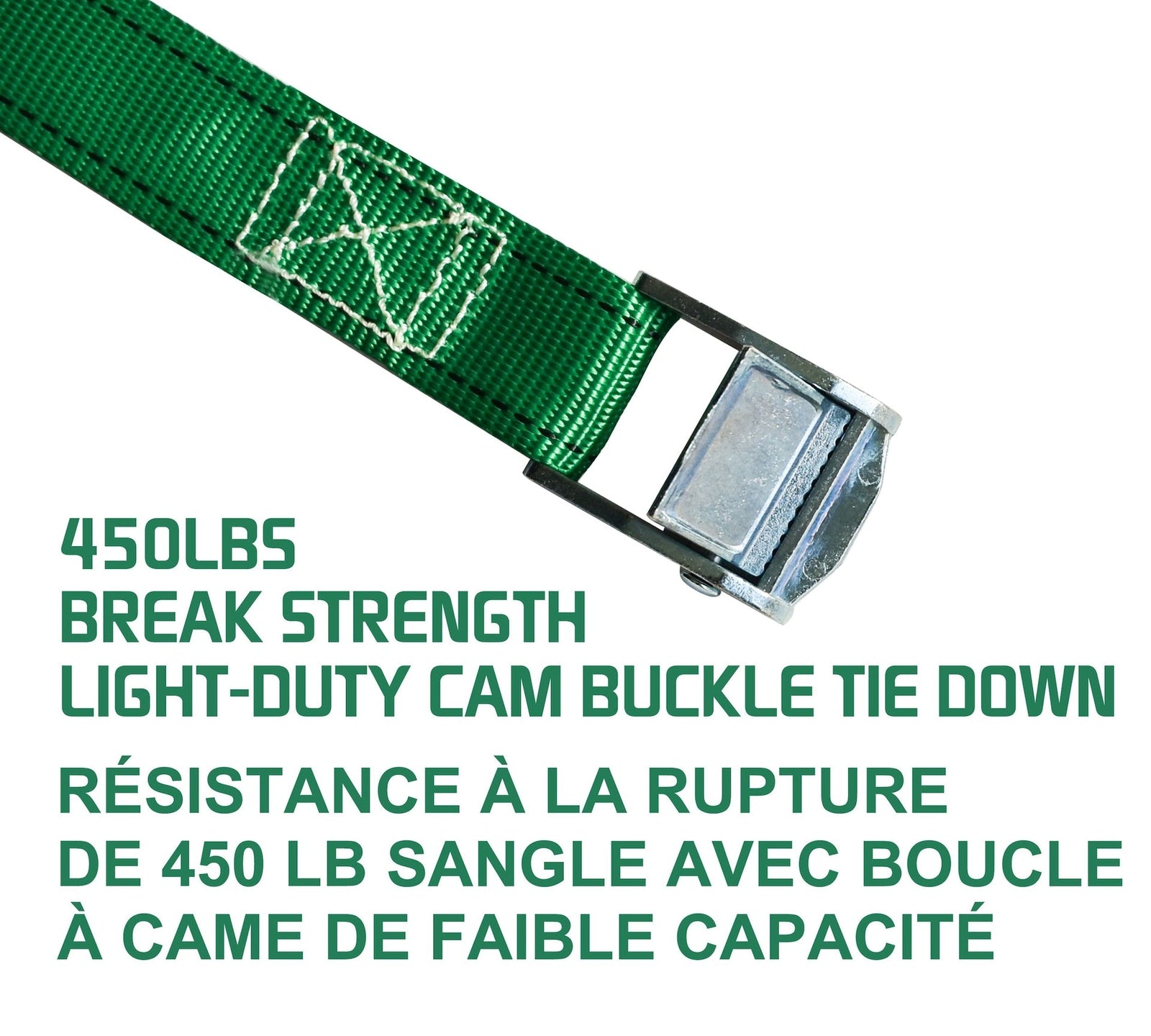 450-lb Light Duty Lashing Straps with Cam Buckle Clasps, Weatherproof, 1-in x 12-ft, 2-pk B0K9 - product image 4