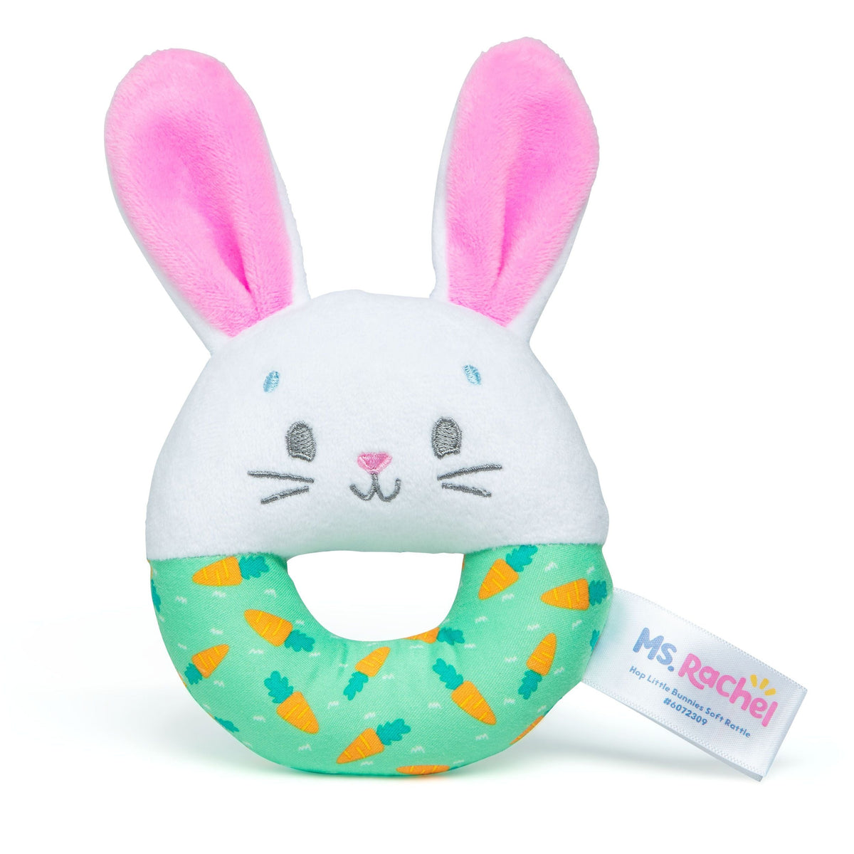 Rachel, Hop Little Bunnies Soft Rattle Toy, Baby Teething Toys with Plush Bunny Cover, Toddler Toys A3I8 - product image 1