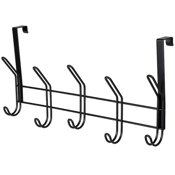 19" Over The Door Double Metal 5 Hook, Black F2B9
