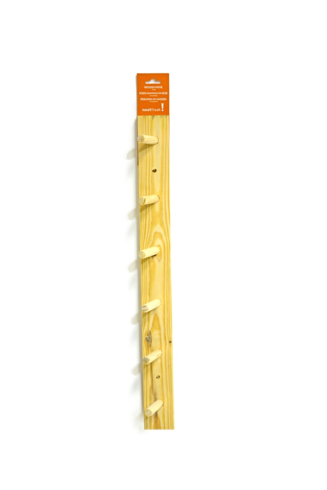 Wooden 6-Peg Hook, Natural, 24-in D1U5