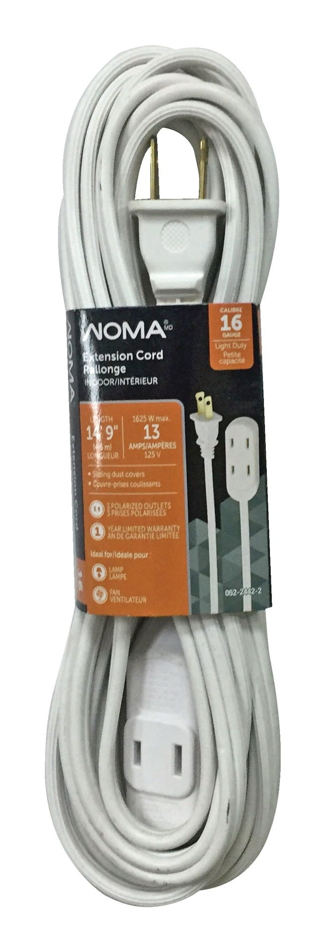 14-ft 9-in 16/2 Indoor Extension Cord, Light-Duty, 3 Outlets, White B4P5