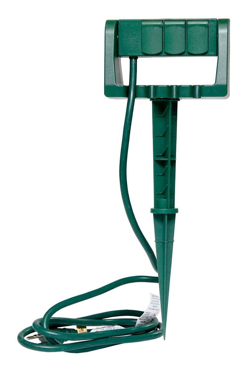 3-Outlet Outdoor Power Stake with 6-ft Cord, Green P5X3