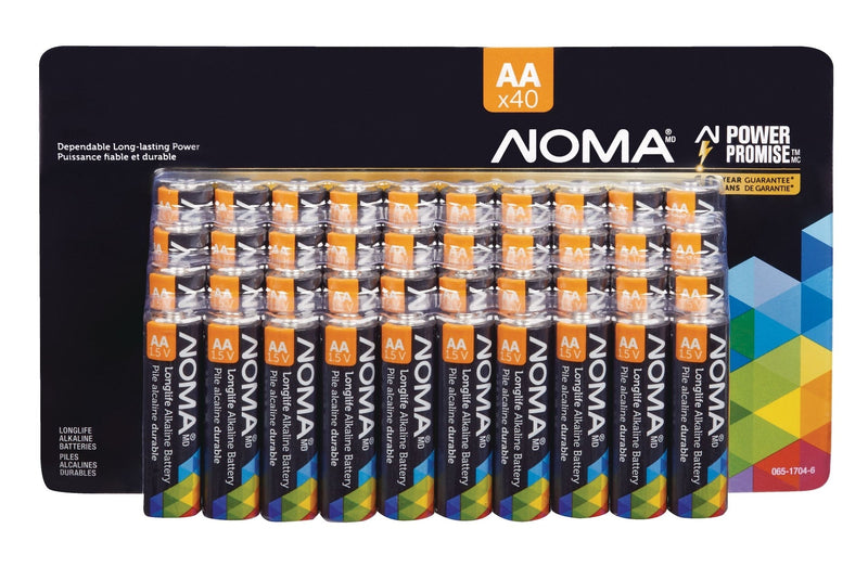 40-pk AA Alkaline Batteries, Long Lasting, All Purpose R6X9