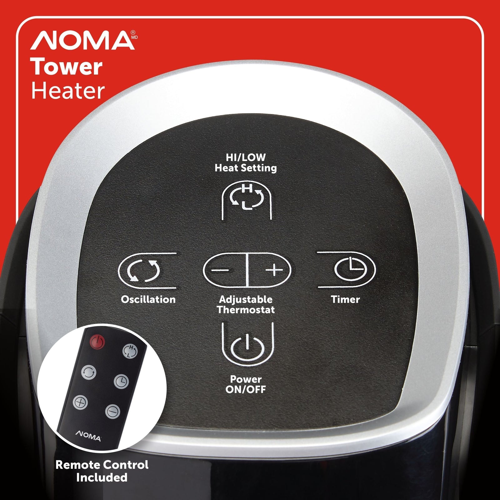 Oscillating Tower Ceramic Heater withRemote Control & Thermostat, 1500W, Black, 30-in F8Q1 - product image 4