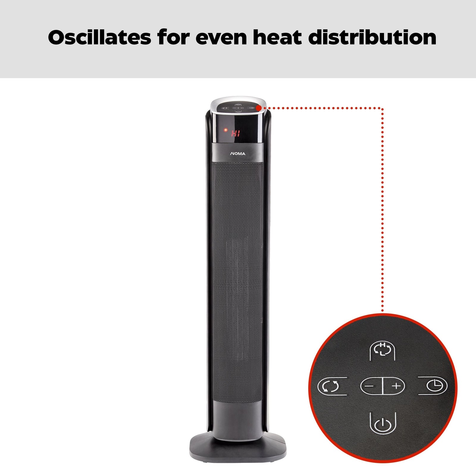 Oscillating Tower Ceramic Heater withRemote Control & Thermostat, 1500W, Black, 30-in F8Q1 - product image 8