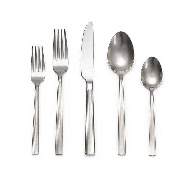 Pinette Refined Rib Mirror Finish Stainless Steel Flatware Set, Serves 12, 60-pc G4P1