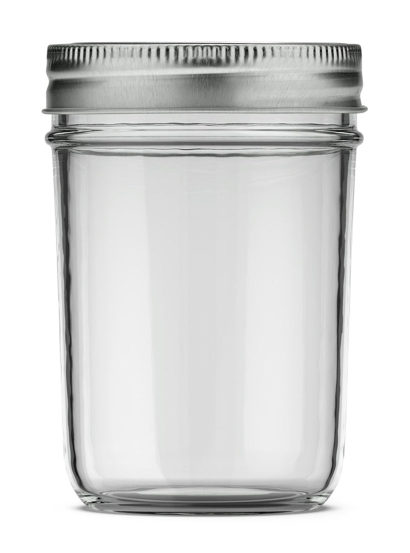 Mason Smooth Design Regular Mouth Glass Jar with Lid & Band, 8-oz, 12-pk D6L5