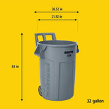 Commercial Wheeled Brute Circular Outdoor Garbage Can, Grey, 121-L O9N3 - product image 7
